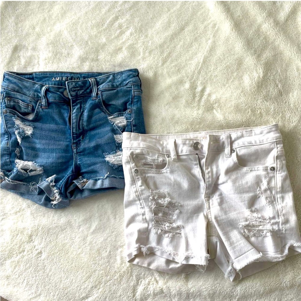 Bundle - American Eagle White & Blue Denim Shorts – Casual Cool #denimshorts